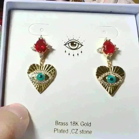 NWOT EyeCandy Evil Eye Earrings - Picture 5 of 6